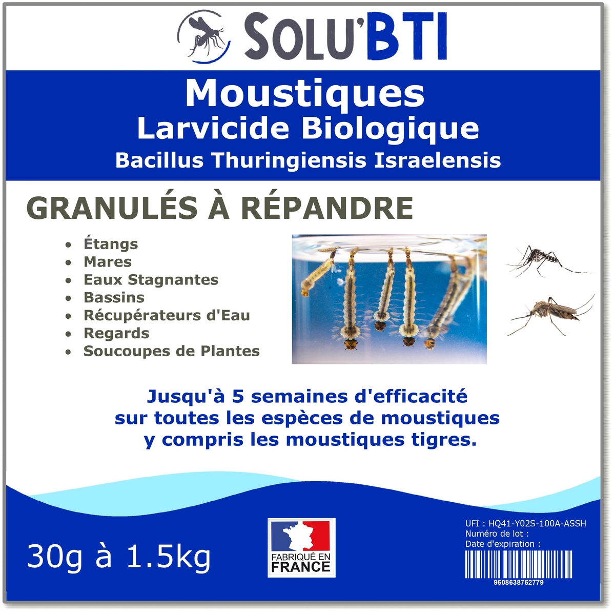Granulés larvicides anti-moustiques, SOLU