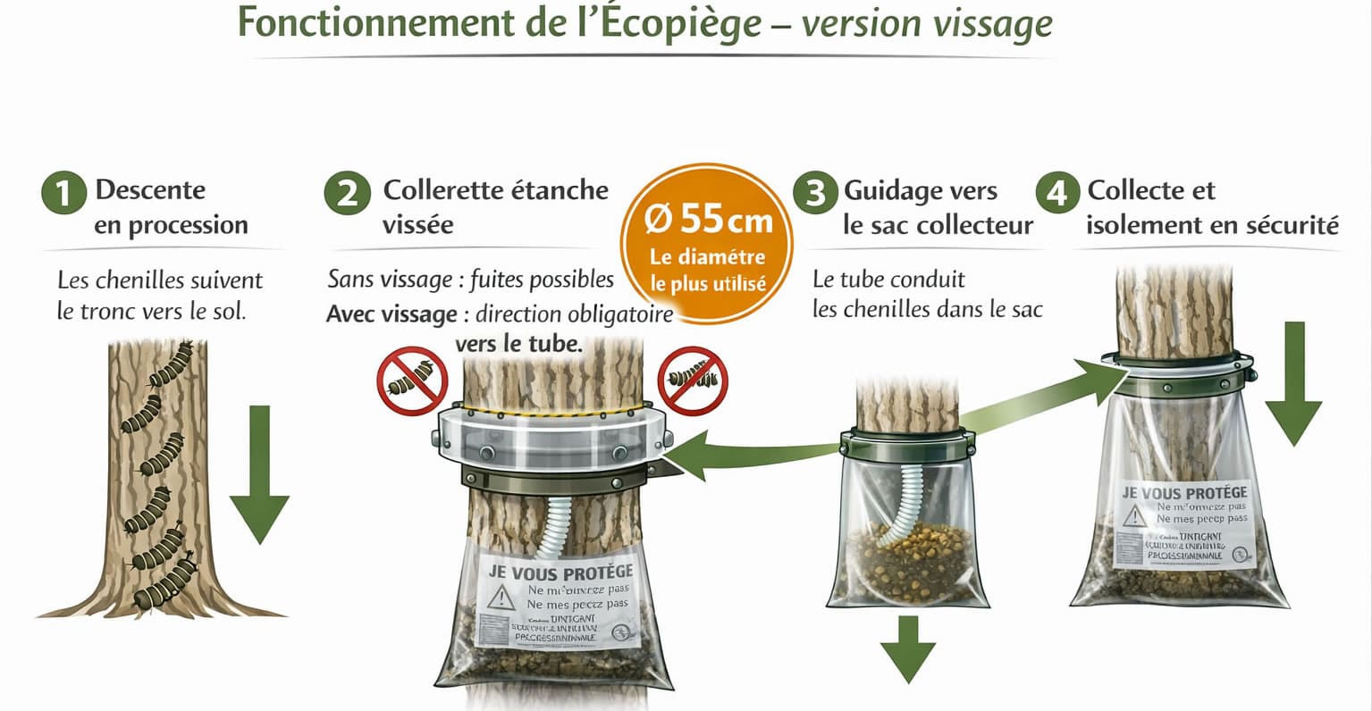 Schéma de fonctionnement de l’Écopiège version vissage