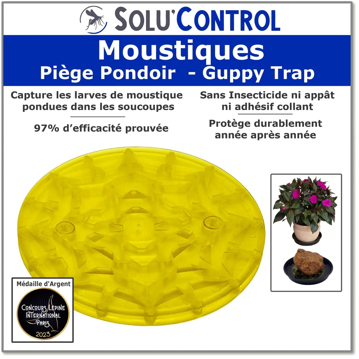 Piège Pondoir Guppy Trap Larvicide Moustiques - Labyrinthe - Fabriqué en France